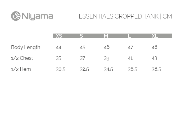 Niyama Essentials Sizechart: Cropped Tank