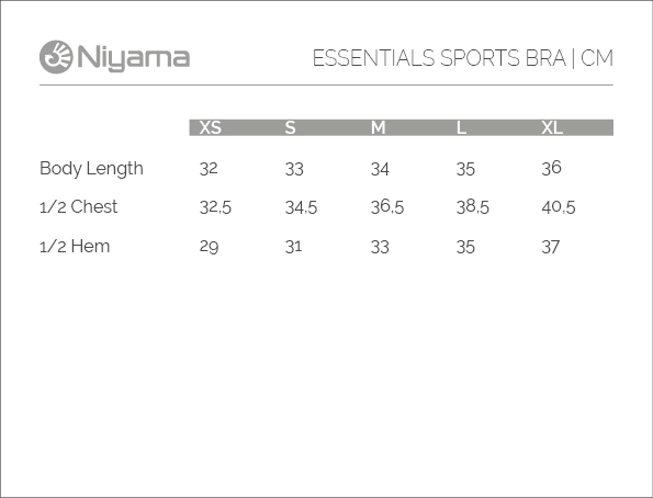 Niyama Essentials Sizechart: Gym Shortie