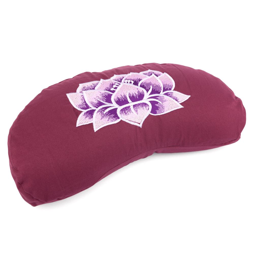 Meditationskissen YOGI MOND ECO, aubergine | mit Stickerei: Lotus Blüte 