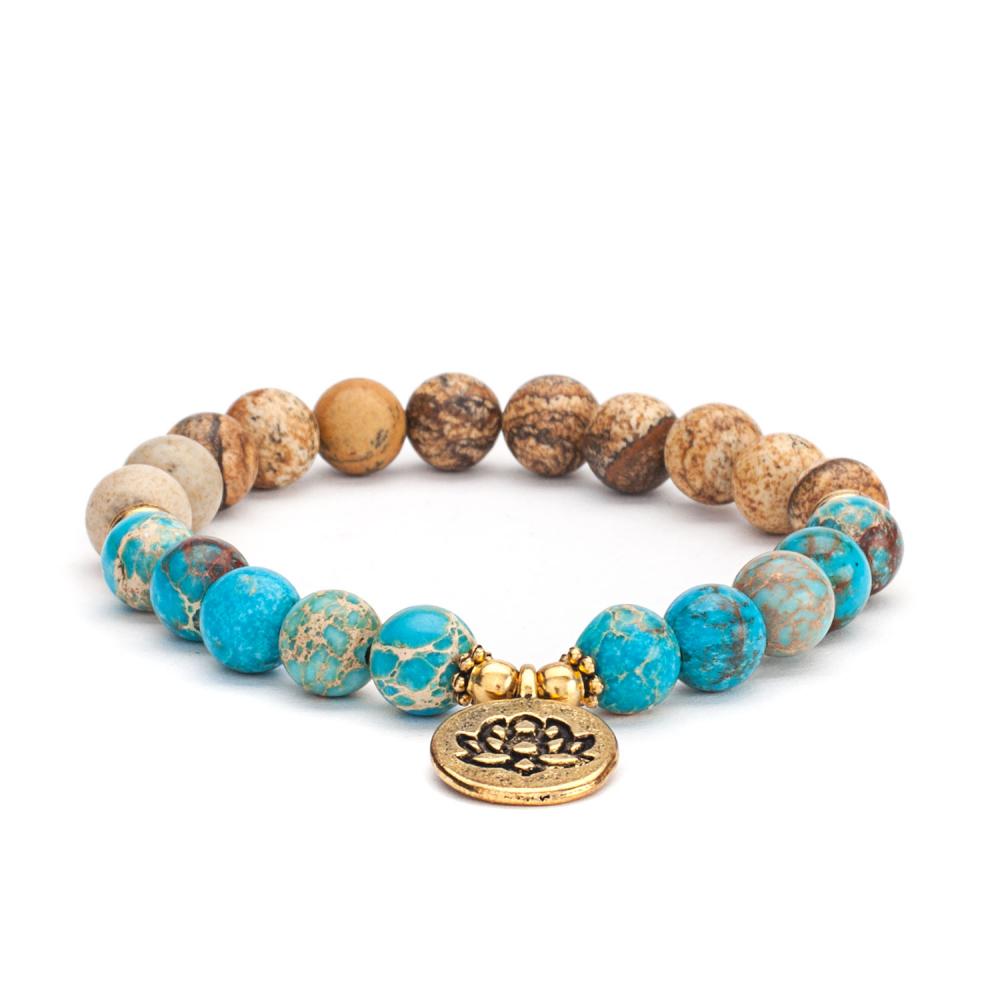Mala bracelet, picture jasper & turquoise (fashion jewelry) 