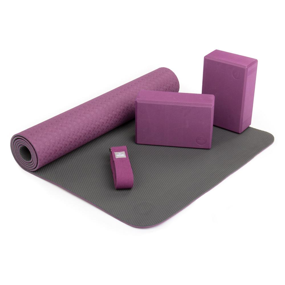 Yoga Set FLOW Yogamatte mit Block & Gurt 