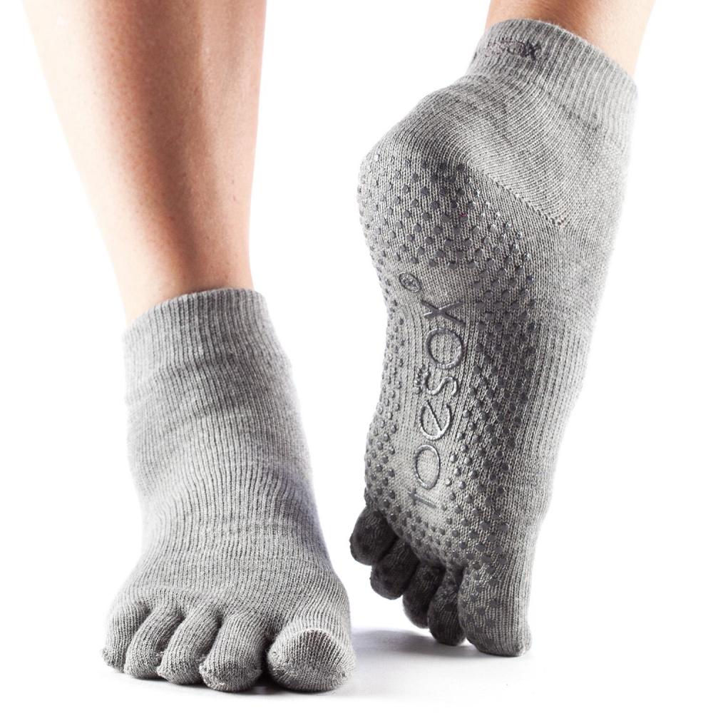 ToeSox chaussettes antidérapantes à 5 doigts, gris 