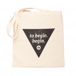 Bodhi Cotton Shopping Bag, with print ecru, "To begin, begin."