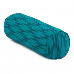 Yoga BOLSTER | ETHNO Collection | Ikat-Webstoff, blau-grün gemustert Dinkelhülsen