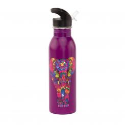 Edelstahl-Trinkflasche, 700 ml, bedruckt Holi Elephant, aubergine