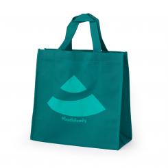 Shopping Bag, klein dunkelgrün mit Logo türkis