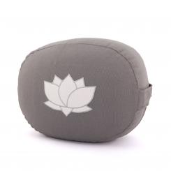 Meditationskissen OVAL mit Lotus Stickerei | aus Bio-Baumwolle grau mit Lotus (grau)