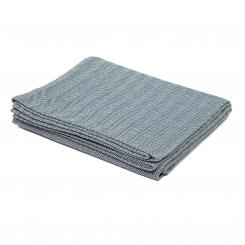 NIDRA cotton blanket for yoga, herringbone pattern ecru/dark blue