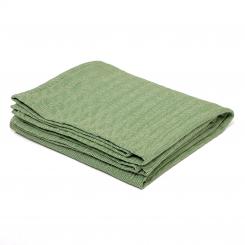 NIDRA cotton blanket for yoga, herringbone pattern ecru/olive green