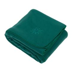 Fleece Yoga Blanket ASANA BLANKET with LOTUS embroidery dark green