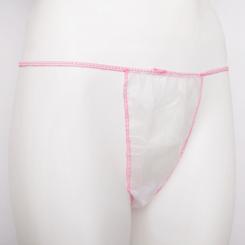 Disposable string tanga, womens (non-woven) with cotton crotch - white 