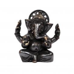 Ganesha Figur, Messing, schwarz, ca. 17 cm 