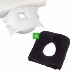 Cushion for face holes, black Polster + 100 Einwegauflagen