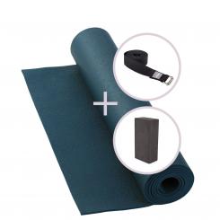 Yoga Set RISHIKESH,  Yogamatte mit Block & Gurt blau
