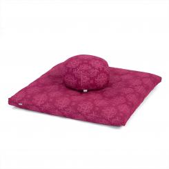 Kit de méditation: Coussin de méditation + futon | Maharaja Collection Lotus, berry | Rondo