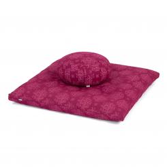 Kit de méditation: Coussin de méditation + futon | Maharaja Collection Lotus, berry | Zafu