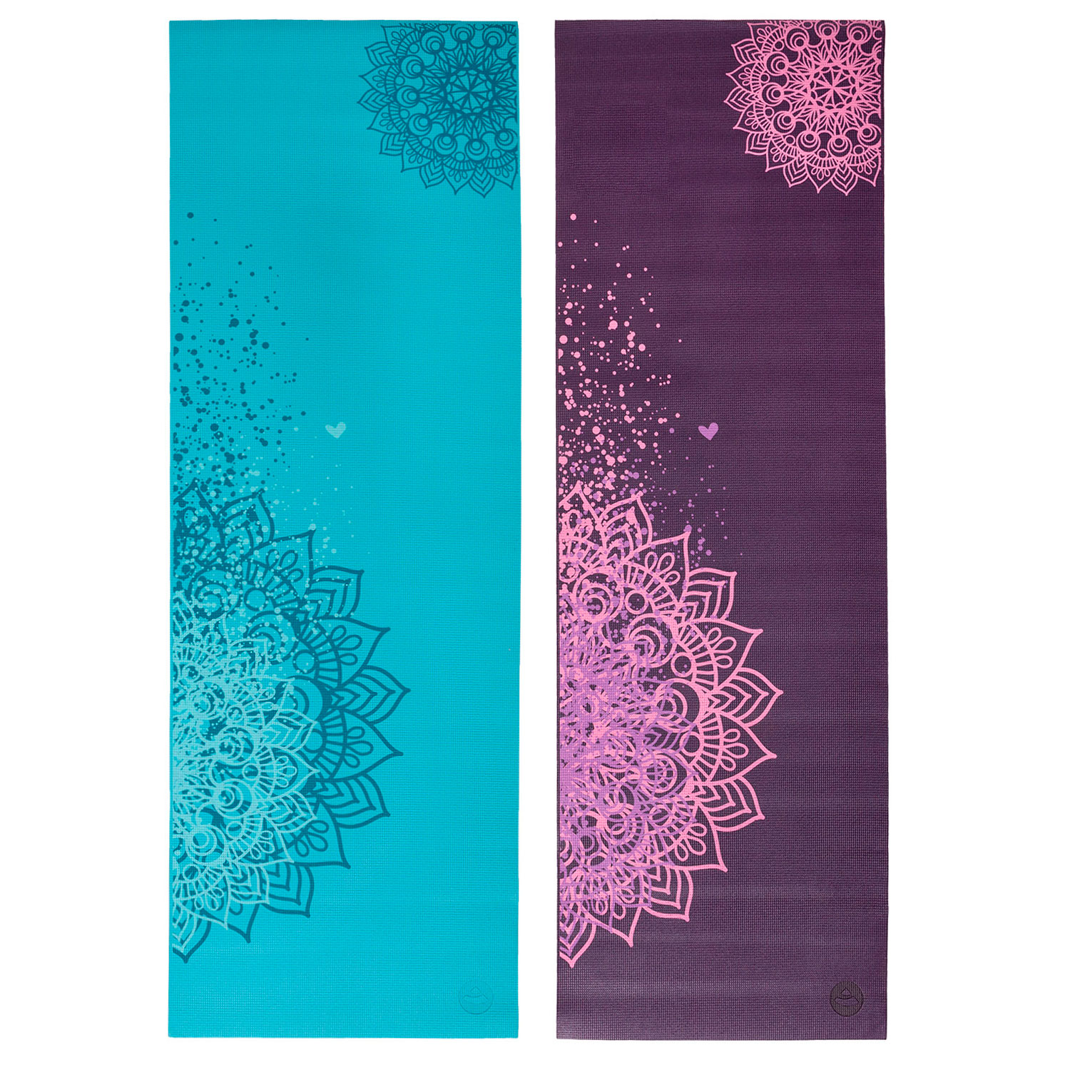 Purple Printed Design Yoga Mat with Poses Printed on One Side Lightweight 