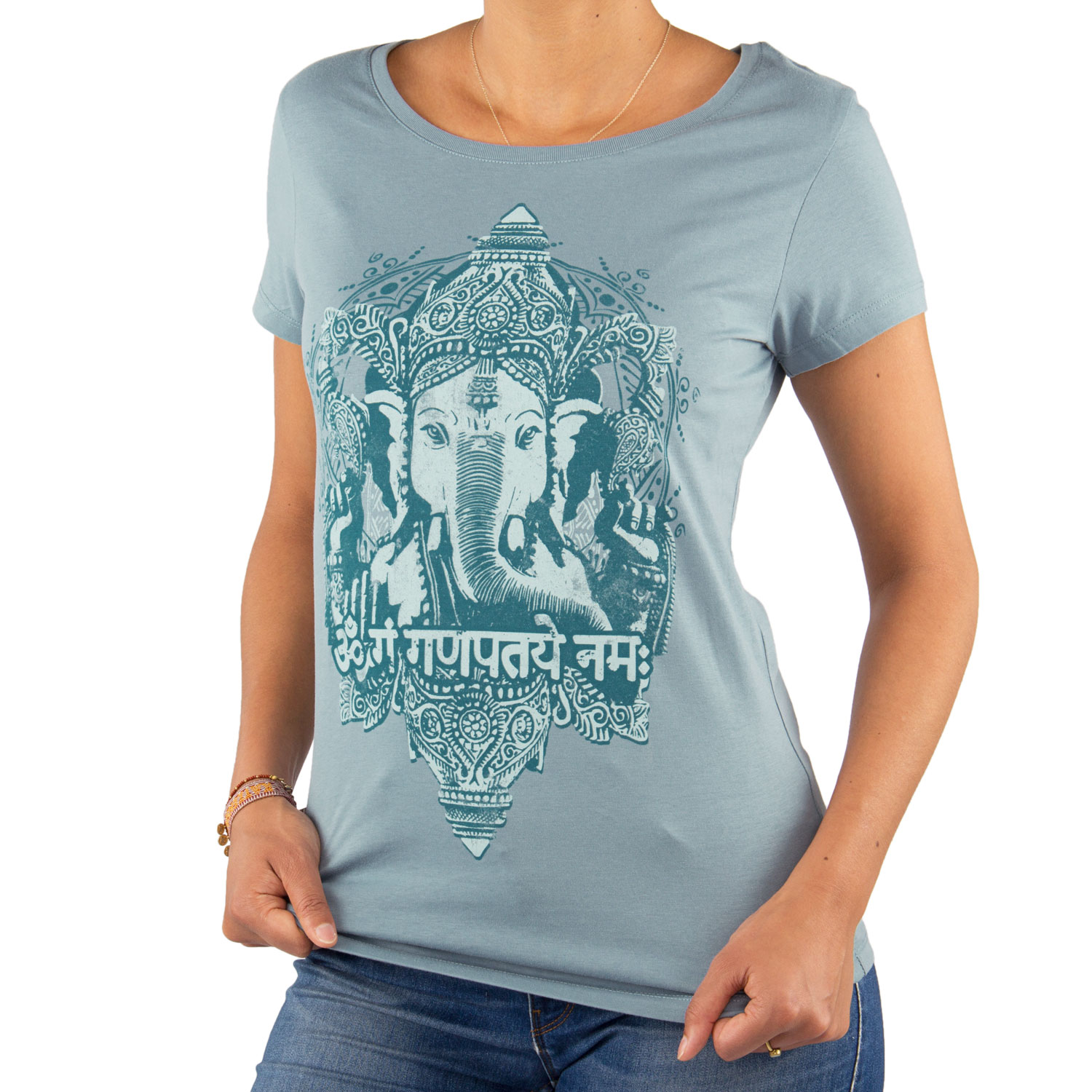 BODYNOVA, Bodhi Womens T-Shirt - GANESHA, vintage blue