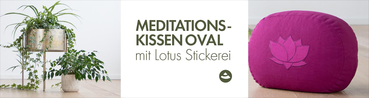 Ovales Meditationskissen von Bodhi mit Stickerei Lotus